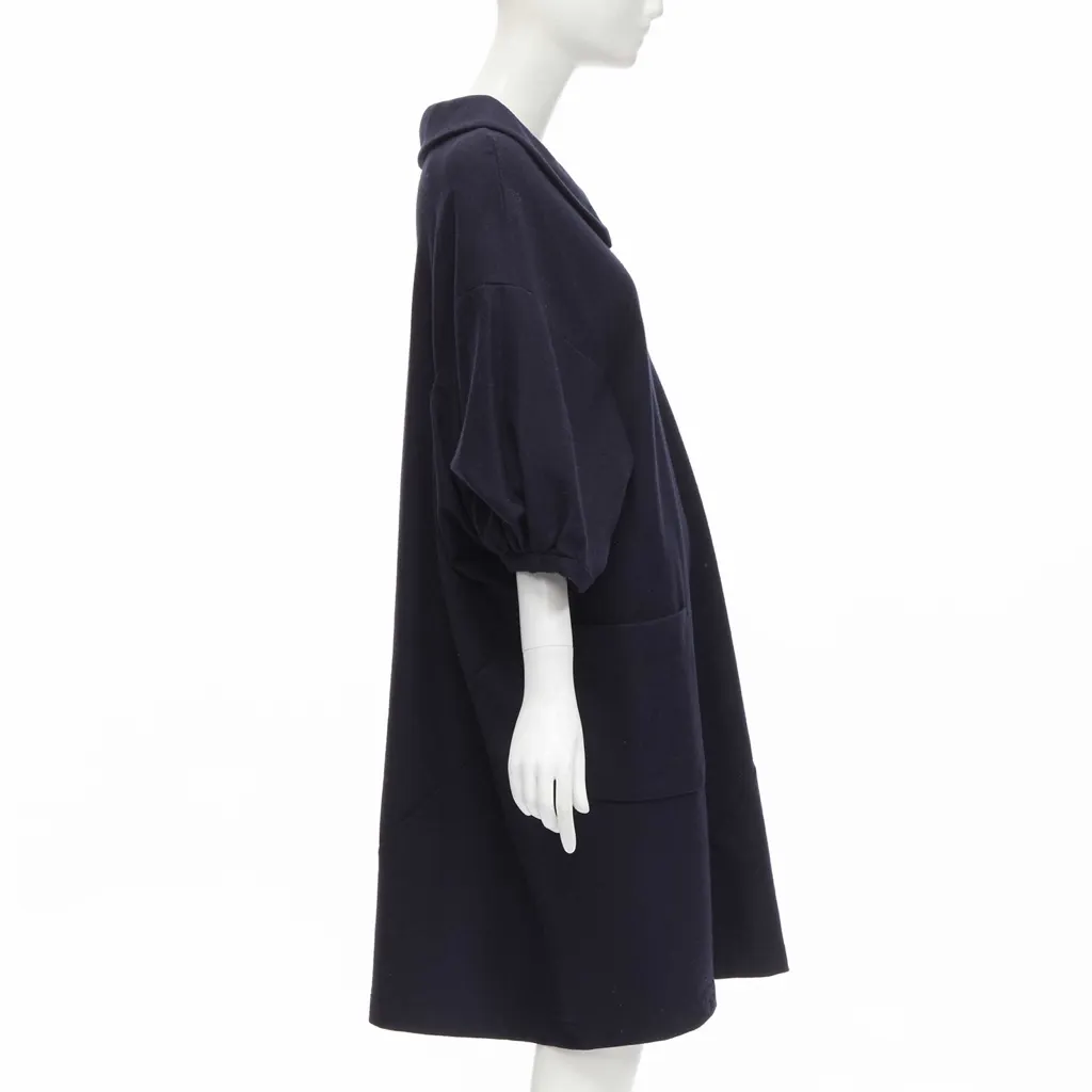 Comme Des Garcons Peterpan Collar Dress Navy Wool Never worn - Model View
