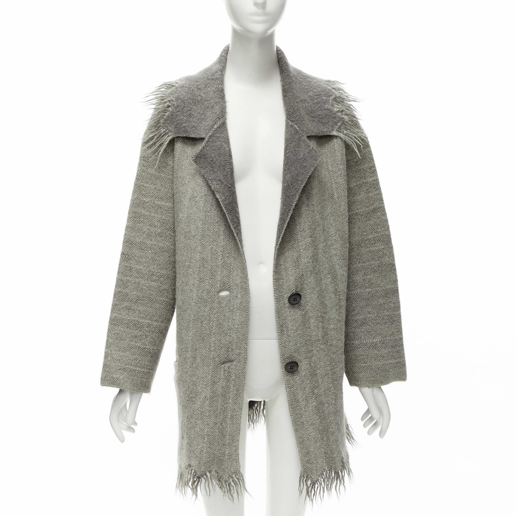 Issey Miyake Grey Edge Wool Coat - Image 6