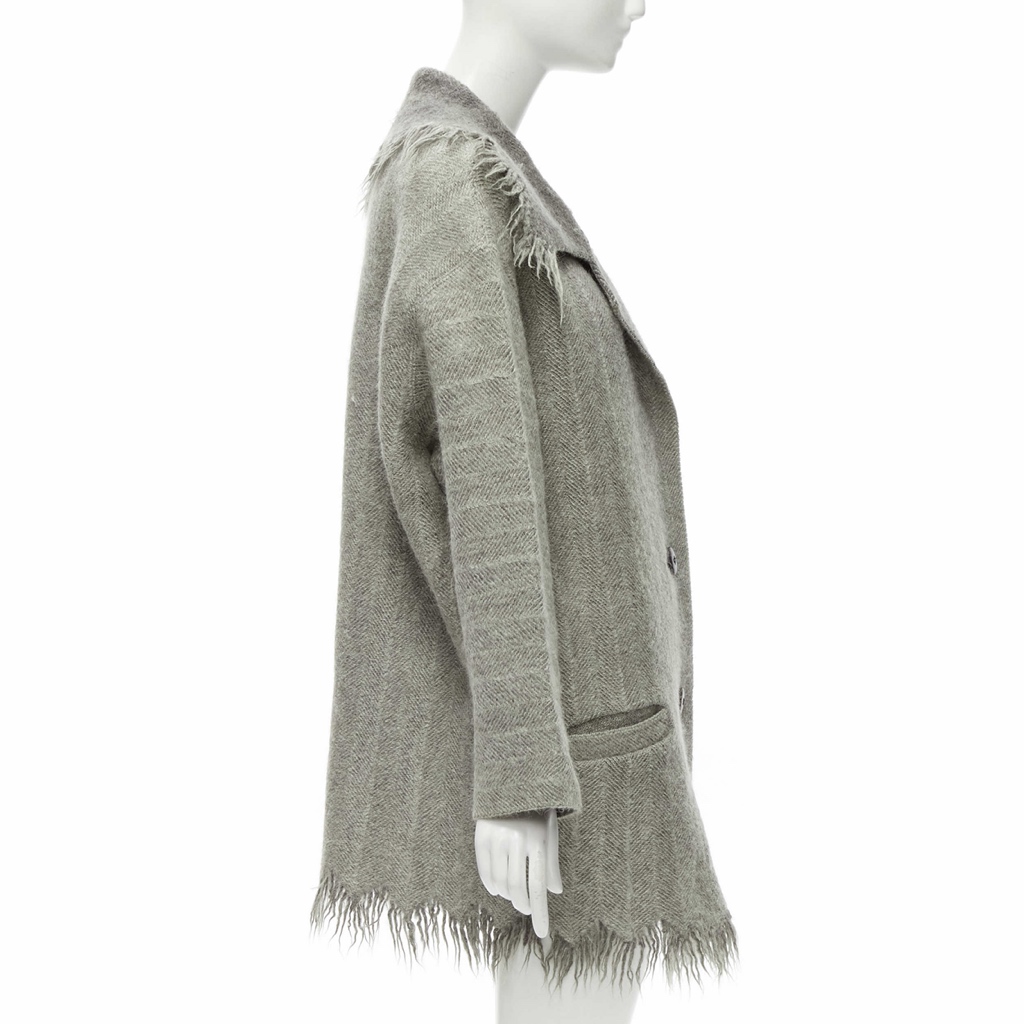 Issey Miyake Grey Edge Wool Coat - Side view