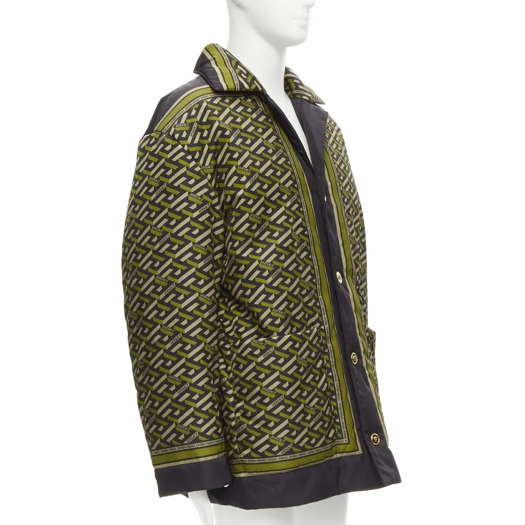 Versace Green Padded Coat Green Polyamide Never worn, with tag - Model View
