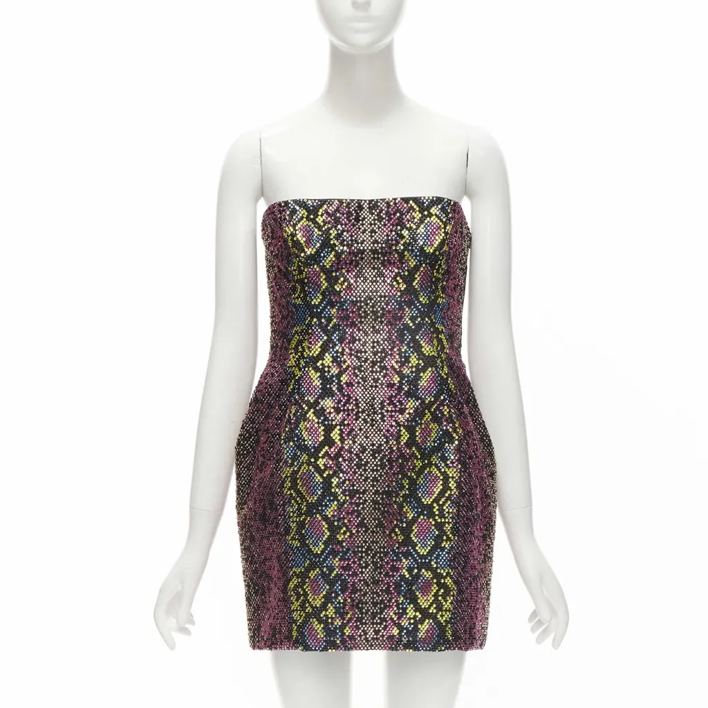 Versace Scaled Crystal Dress Pink Polyester Never worn, with tag - Front View
