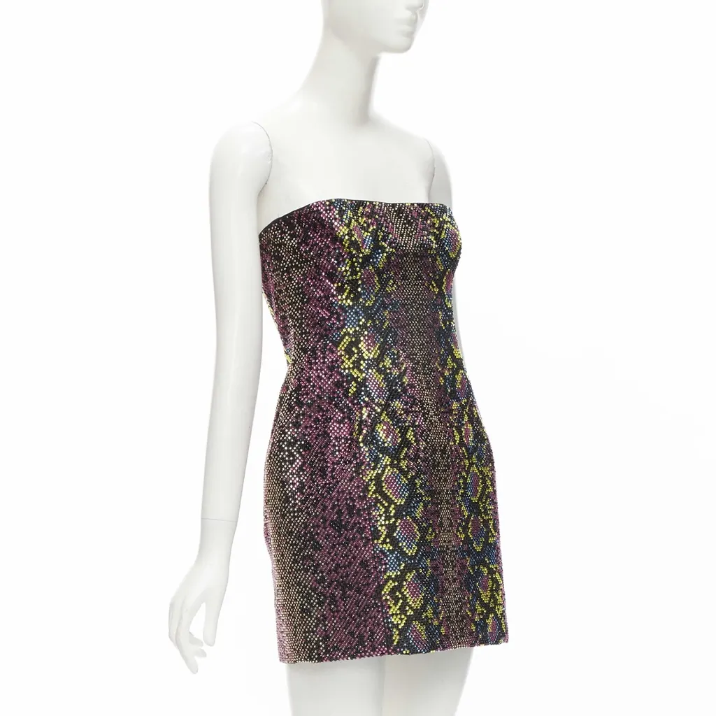 Versace Scaled Crystal Dress Pink Polyester Never worn, with tag - Inside View
