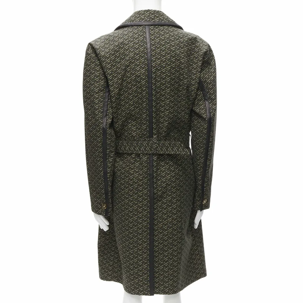 Versace Green Leather Trench Green Cotton Never worn, with tag - Box View