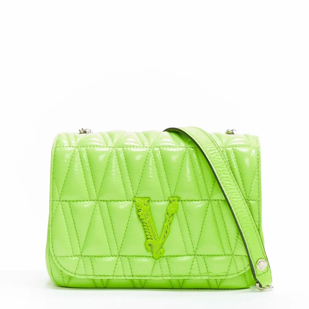 Versace Green Virtus Flap Bag Green Never worn, with tag - Front View