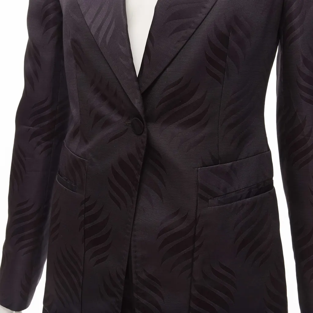 Gucci Black Jacquard Skirt Suit Purple Silk Very good - Back View