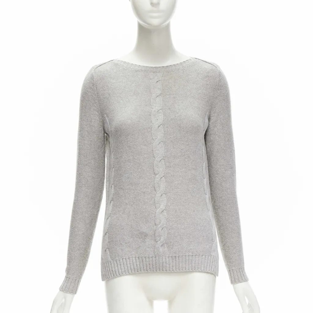 Loro Piana Braid Knit Sweater Grey Cashmere Never worn - Front View