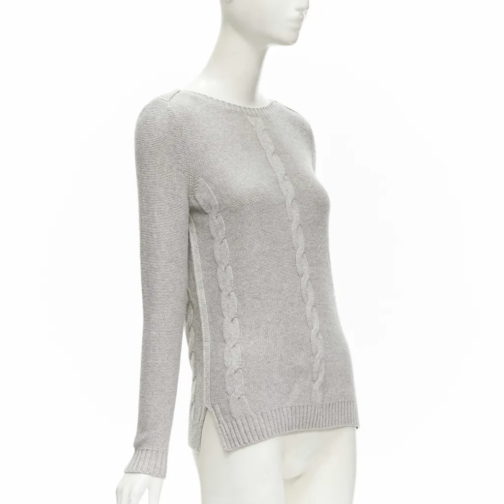 Loro Piana Braid Knit Sweater Grey Cashmere Never worn - Inside View