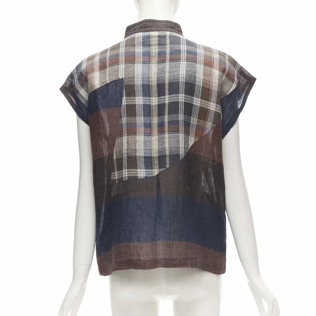 Issey Miyake Checked Patchwork Shirt
 - Side view