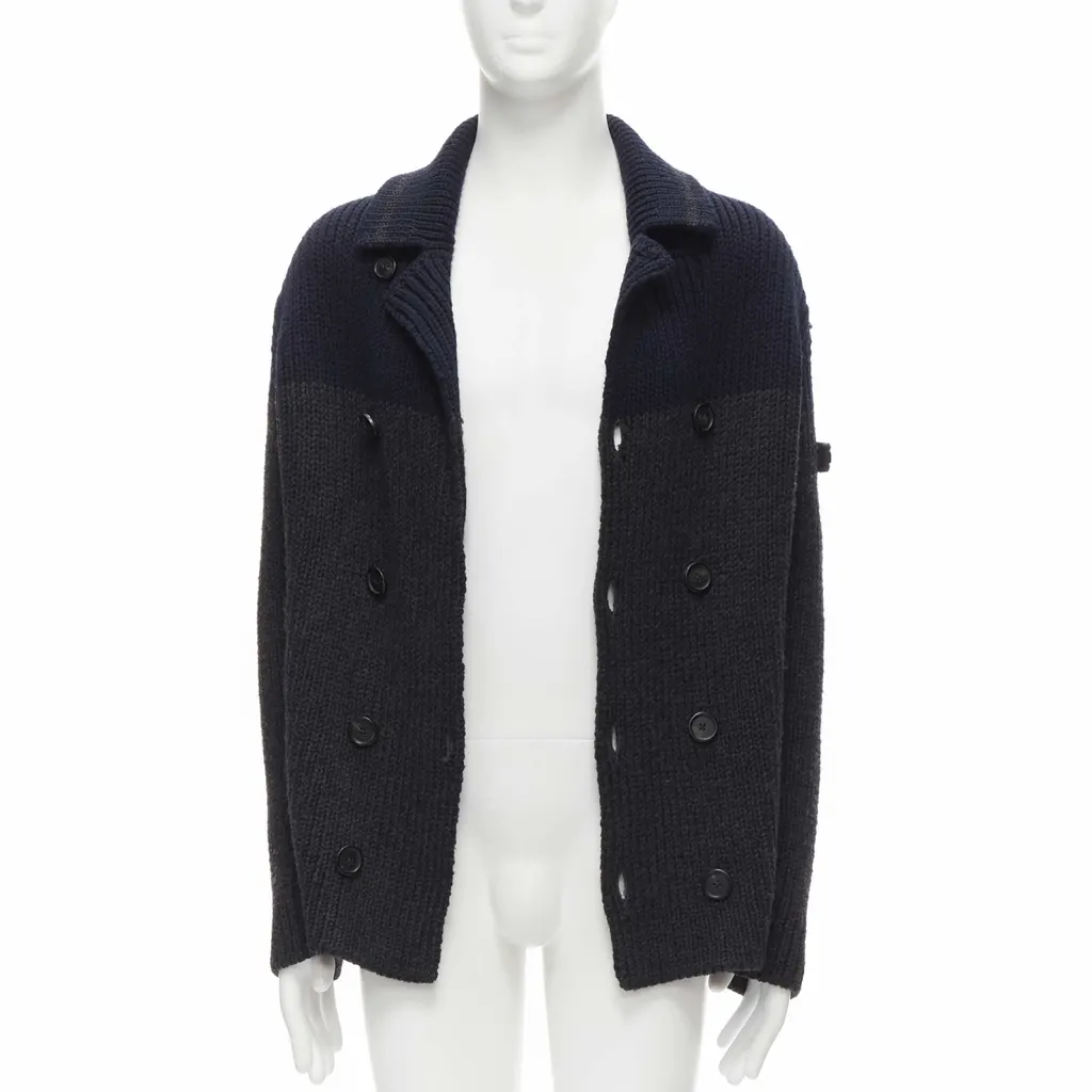 Prada Sailor Collar Cardigan Grey Wool Very good - Inside View