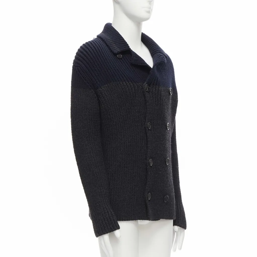 Prada Sailor Collar Cardigan Grey Wool Very good - Model View