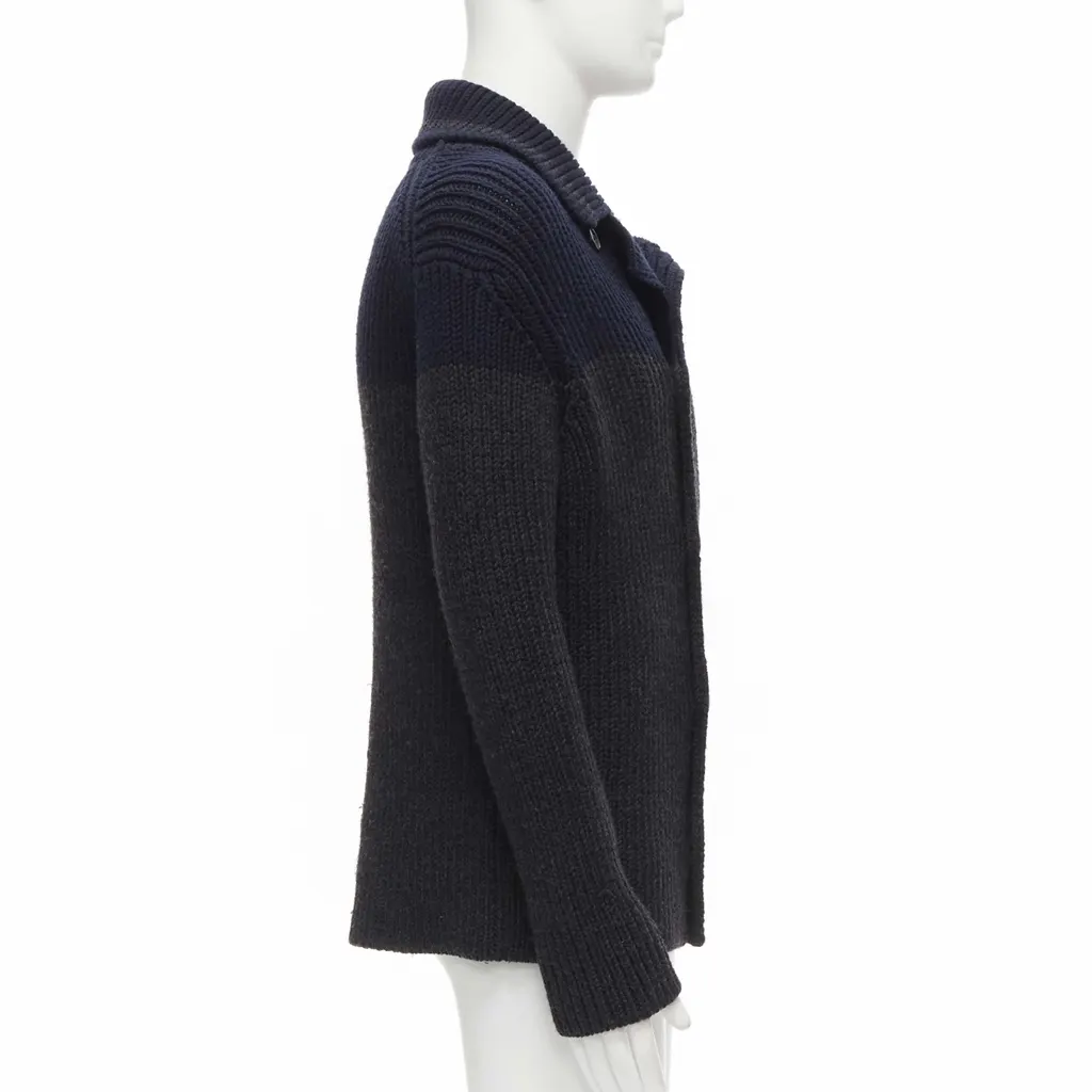 Prada Sailor Collar Cardigan Grey Wool Very good - Box View