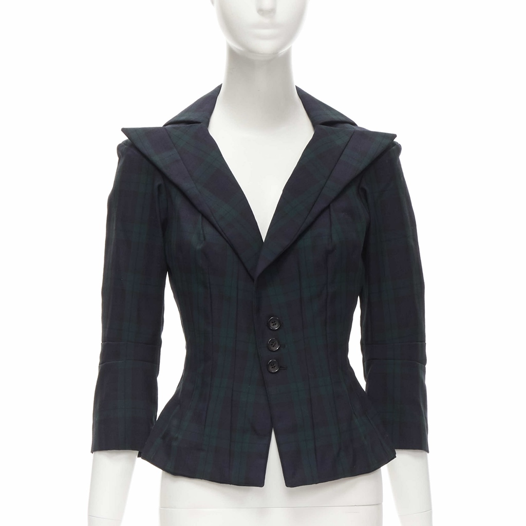 Junya Watanabe Green Plaid Panel Blazer