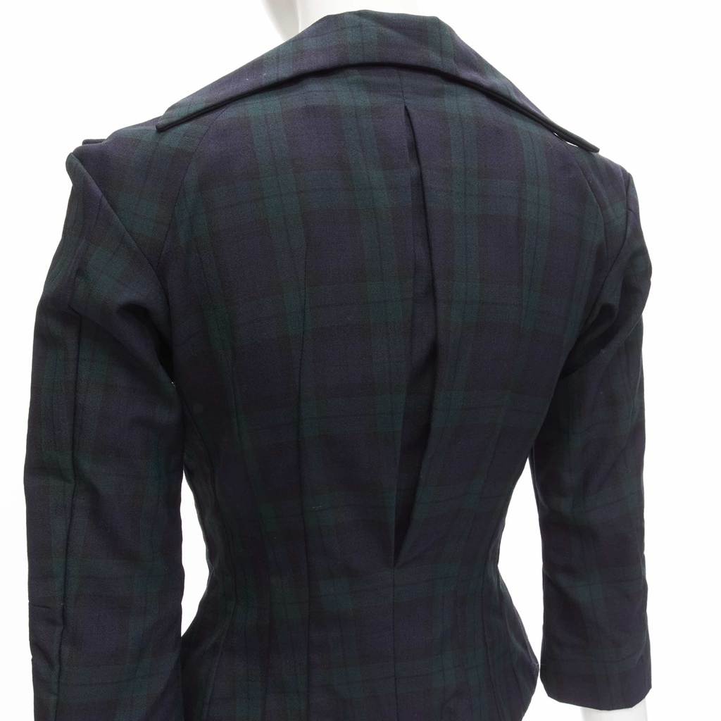 Junya Watanabe Green Plaid Panel Blazer - Back view