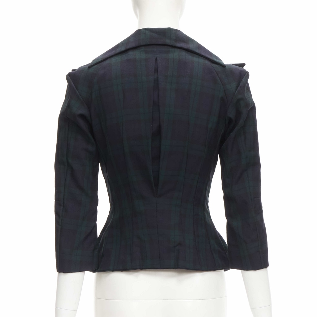 Junya Watanabe Green Plaid Panel Blazer - Detail 1