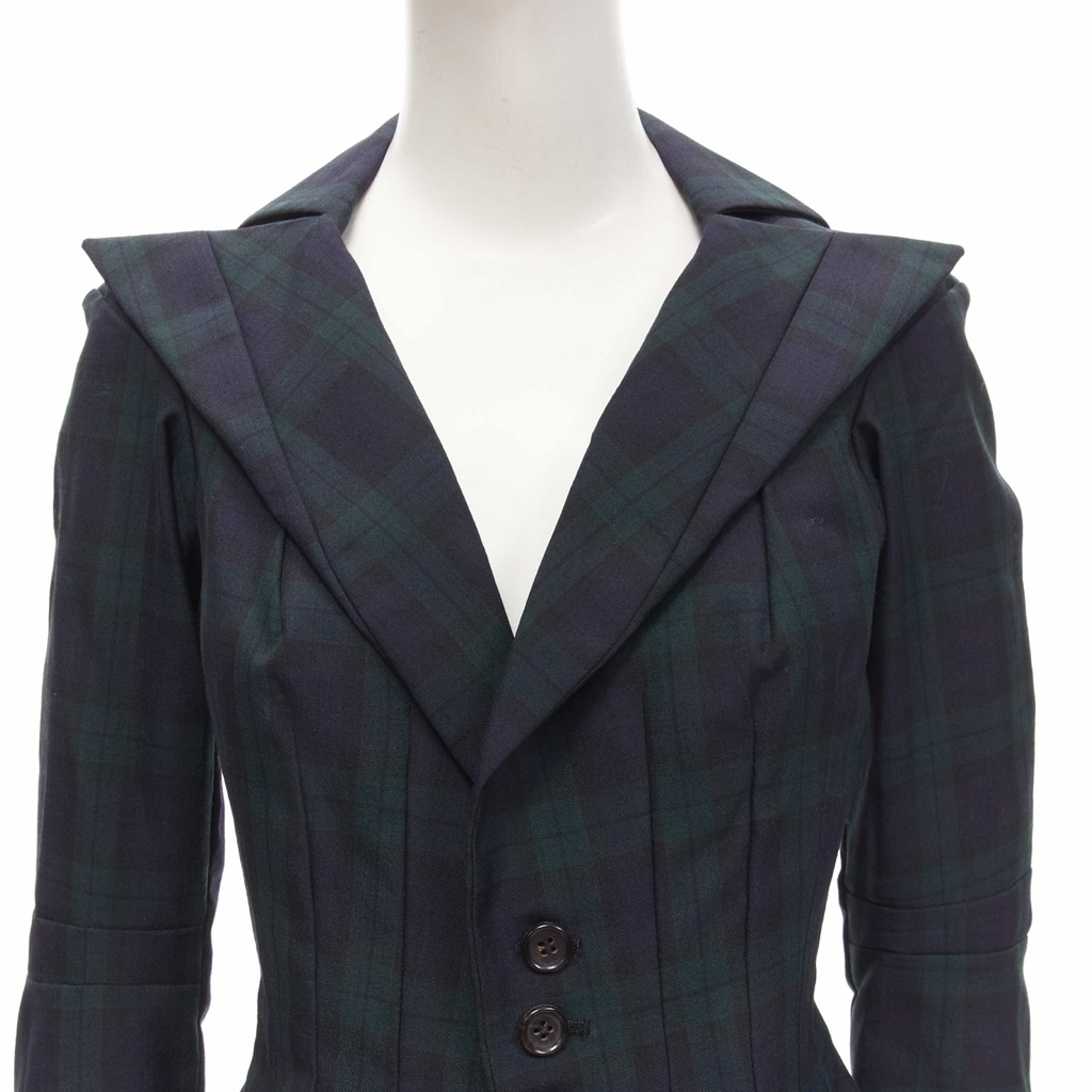 Junya Watanabe Green Plaid Panel Blazer - Image 10