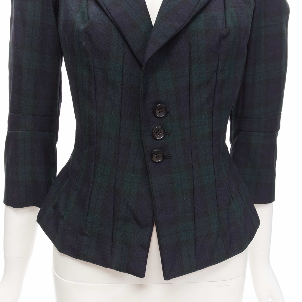 Junya Watanabe Green Plaid Panel Blazer - Image 11