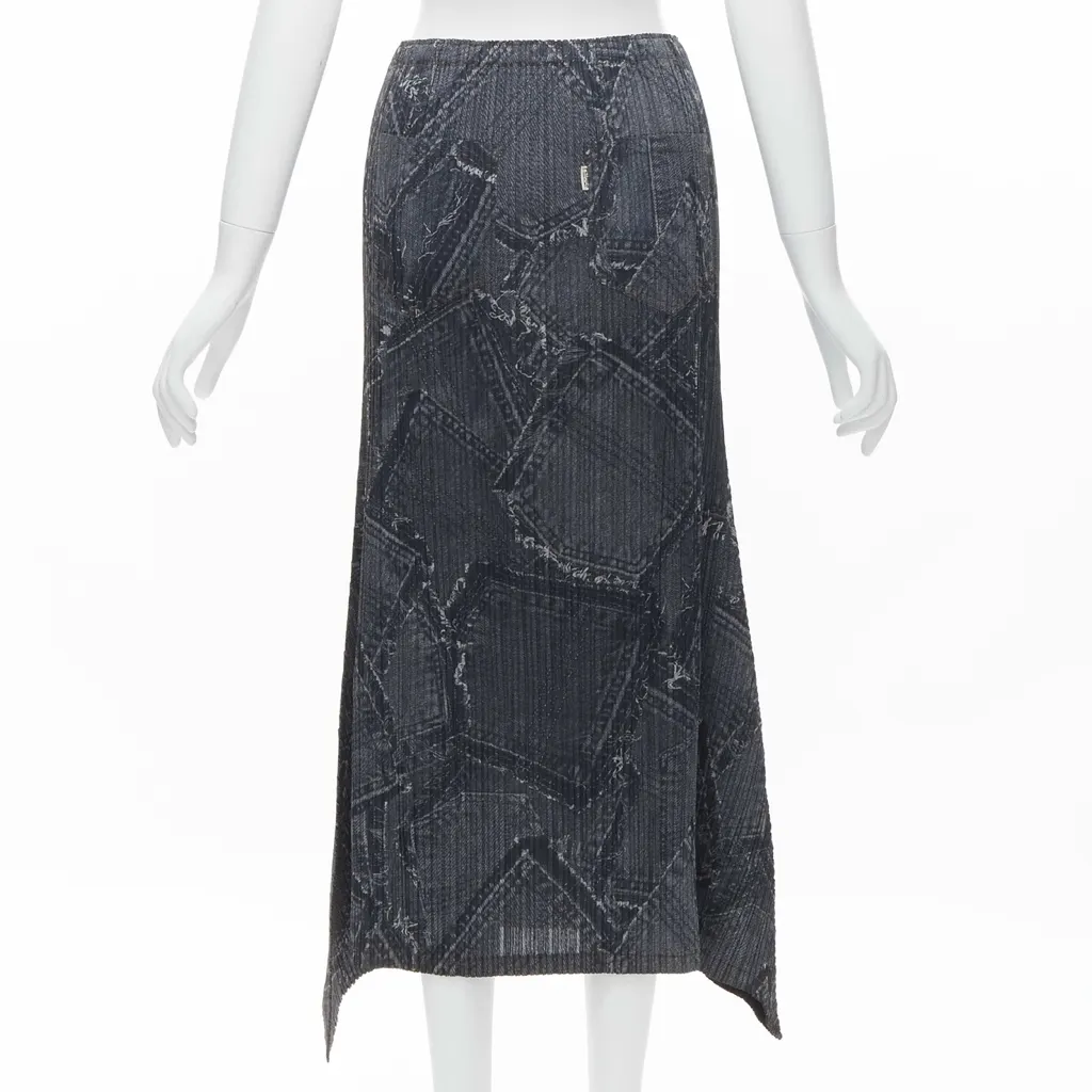 Issey Miyake Denim Pleated Skirt Blue Polyester Never worn - Box View