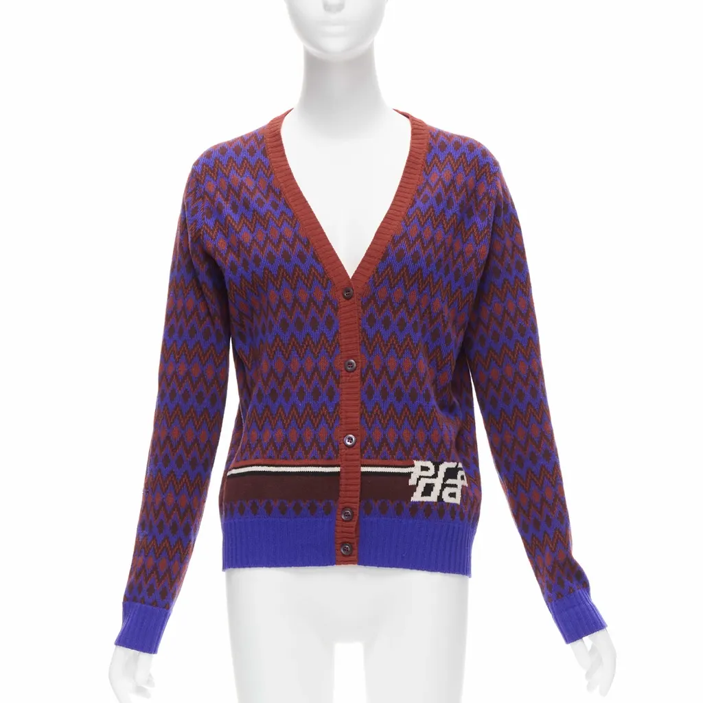 Prada Racing Logo Cardigan Red Wool Very good - Front View