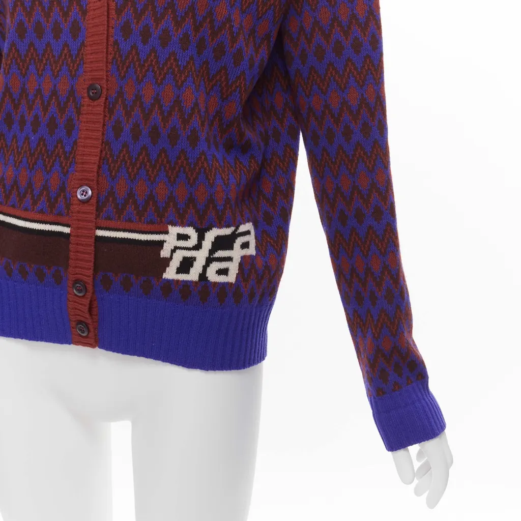 Prada Racing Logo Cardigan Red Wool Very good - Back View