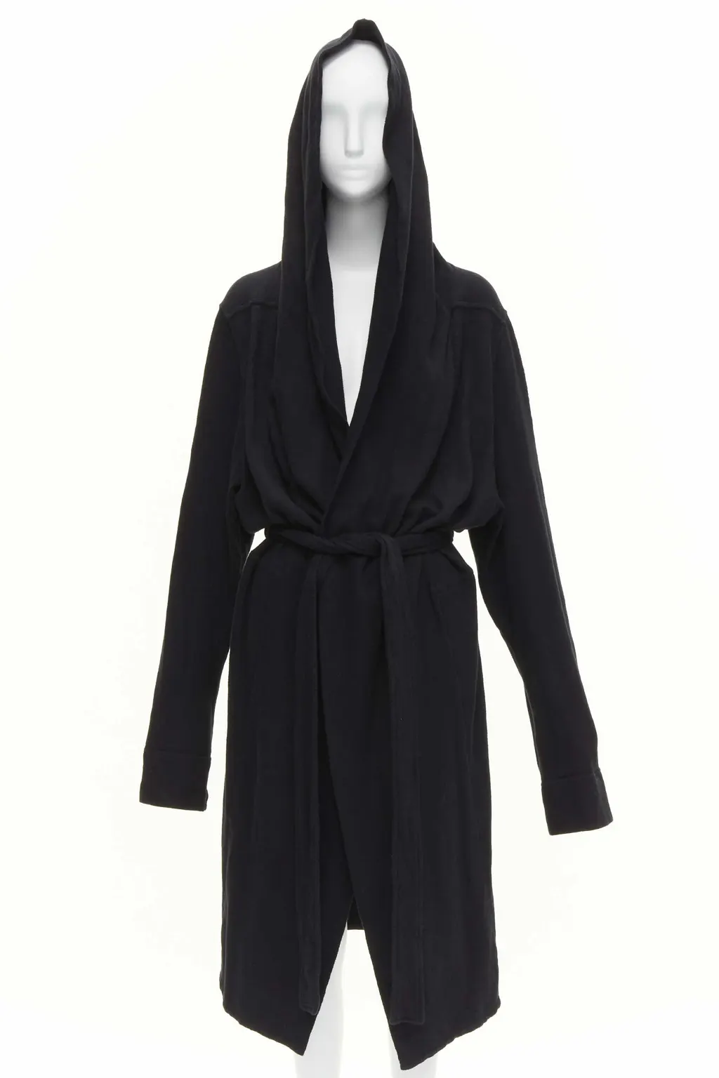 Rick Owens Black Hooded Robe Black Cotton Very good - Front View
