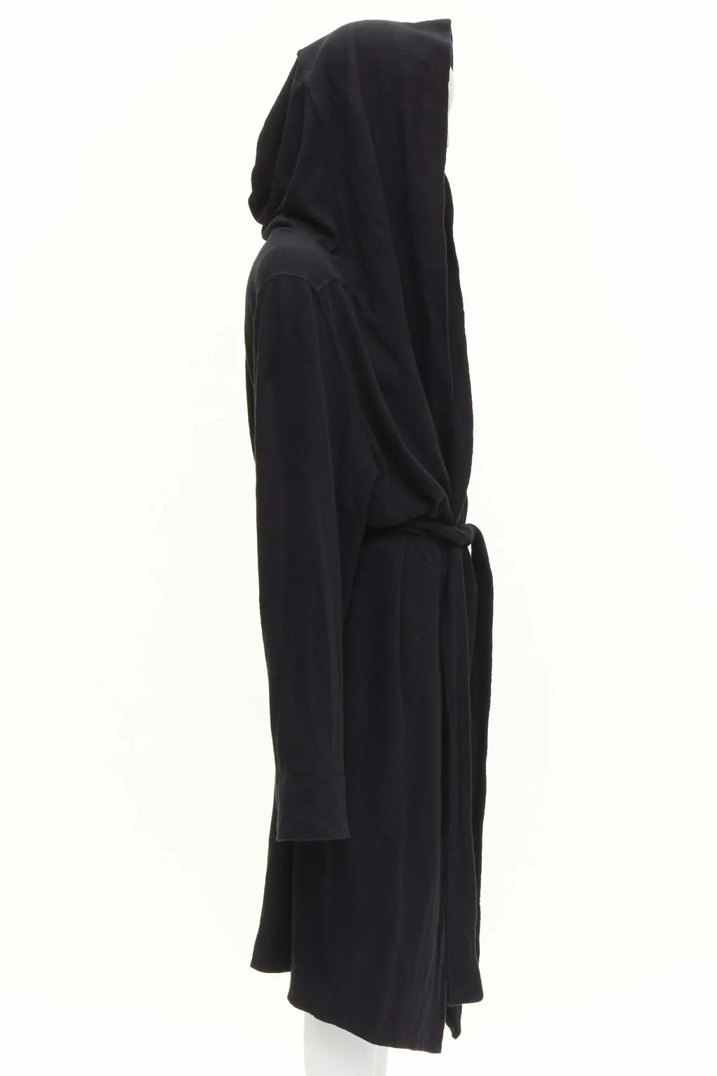 Rick Owens Black Hooded Robe Black Cotton Very good - Model View