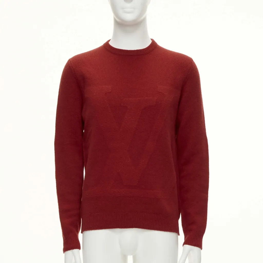 Louis Vuitton Logo Crew Sweater Red Wool Very good - Front View