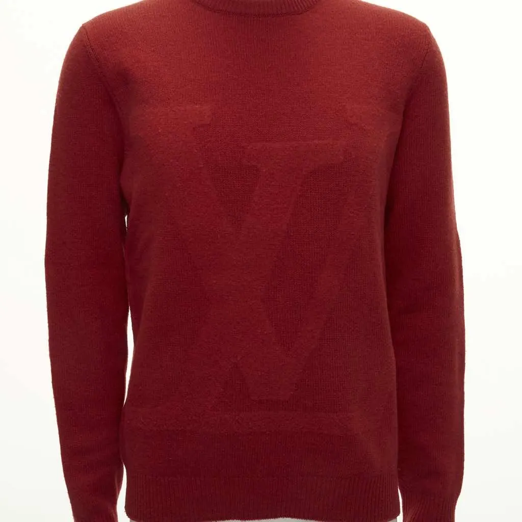 Louis Vuitton Logo Crew Sweater Red Wool Very good - Back View