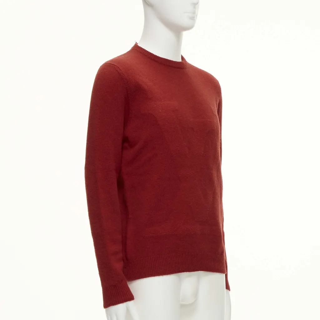 Louis Vuitton Logo Crew Sweater Red Wool Very good - Inside View