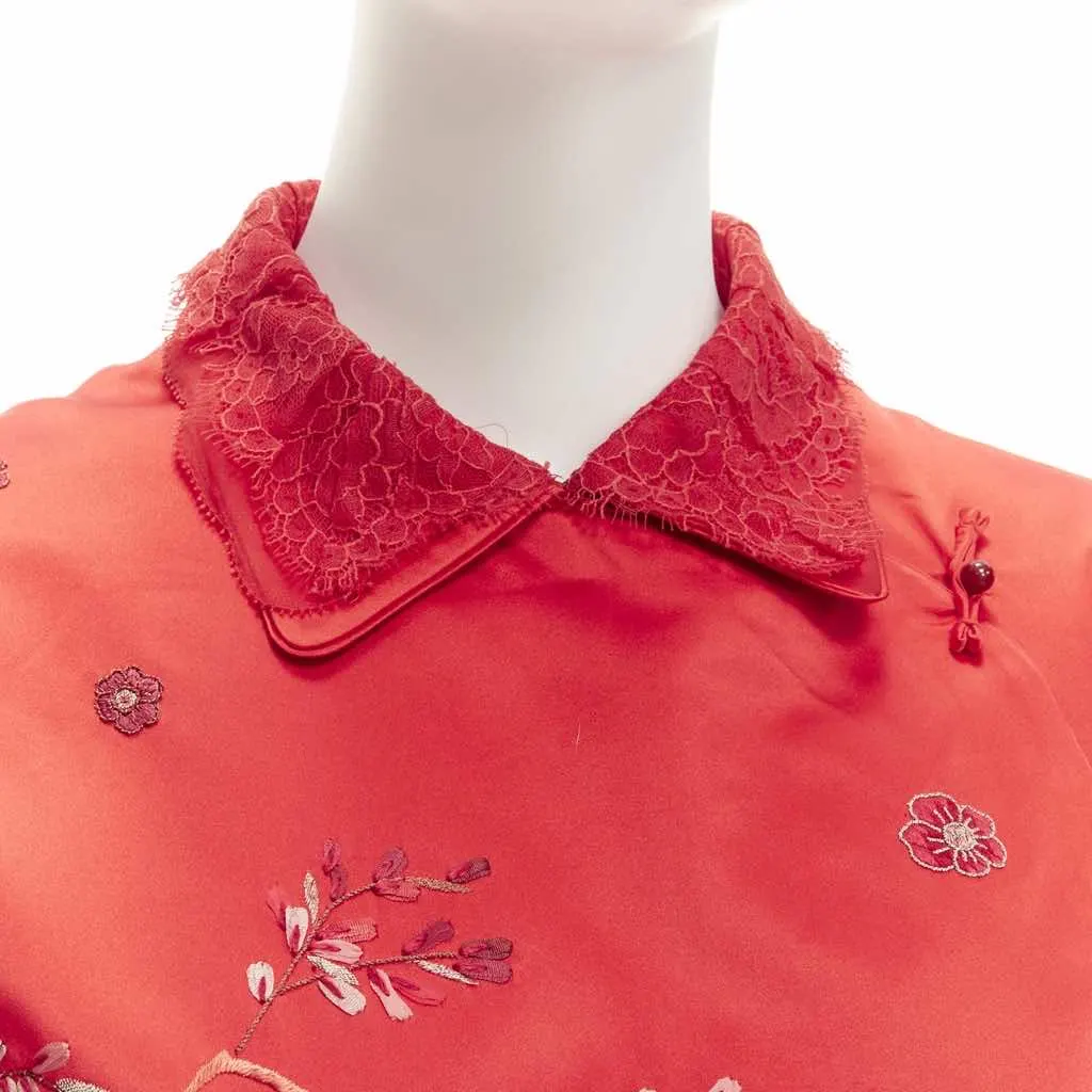 Shiatzy Chen Red Silk Qipao Top Red Silk Very good - Back View