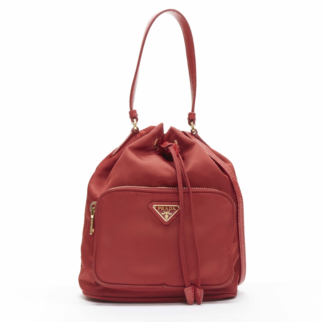 Prada Red Nylon Bucket Bag