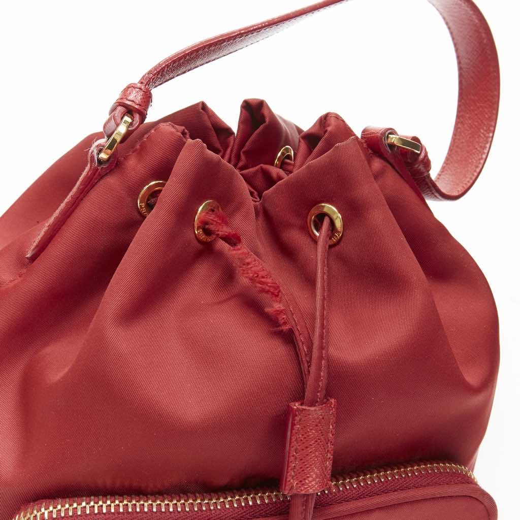 Prada Red Nylon Bucket Bag - Image 10
