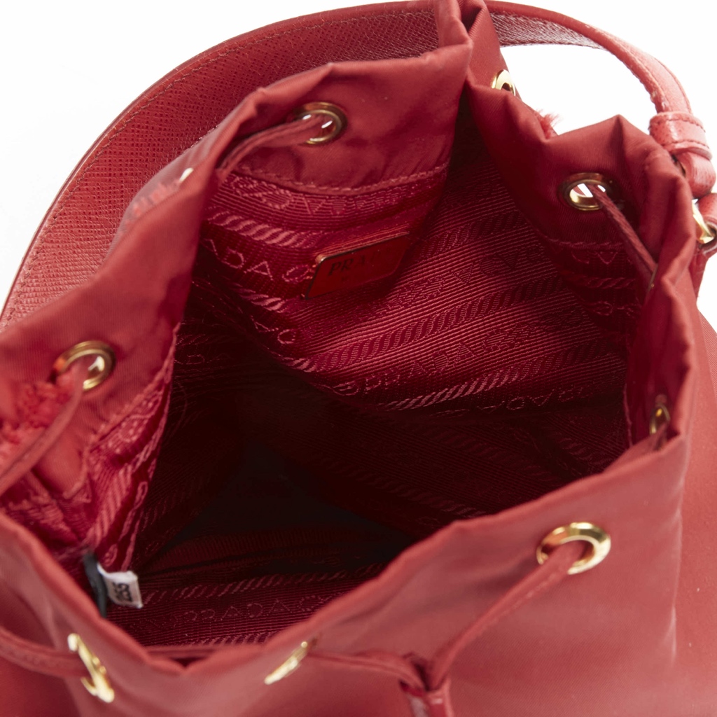 Prada Red Nylon Bucket Bag - Image 13