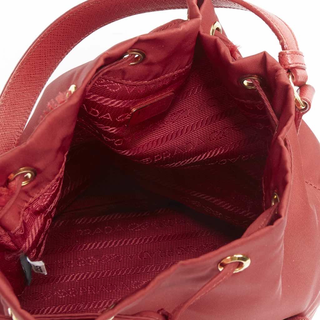 Prada Red Nylon Bucket Bag - Image 14