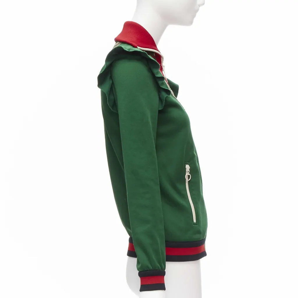 Gucci Floral Ruffled Jacket Green Polyester Very good - Box View