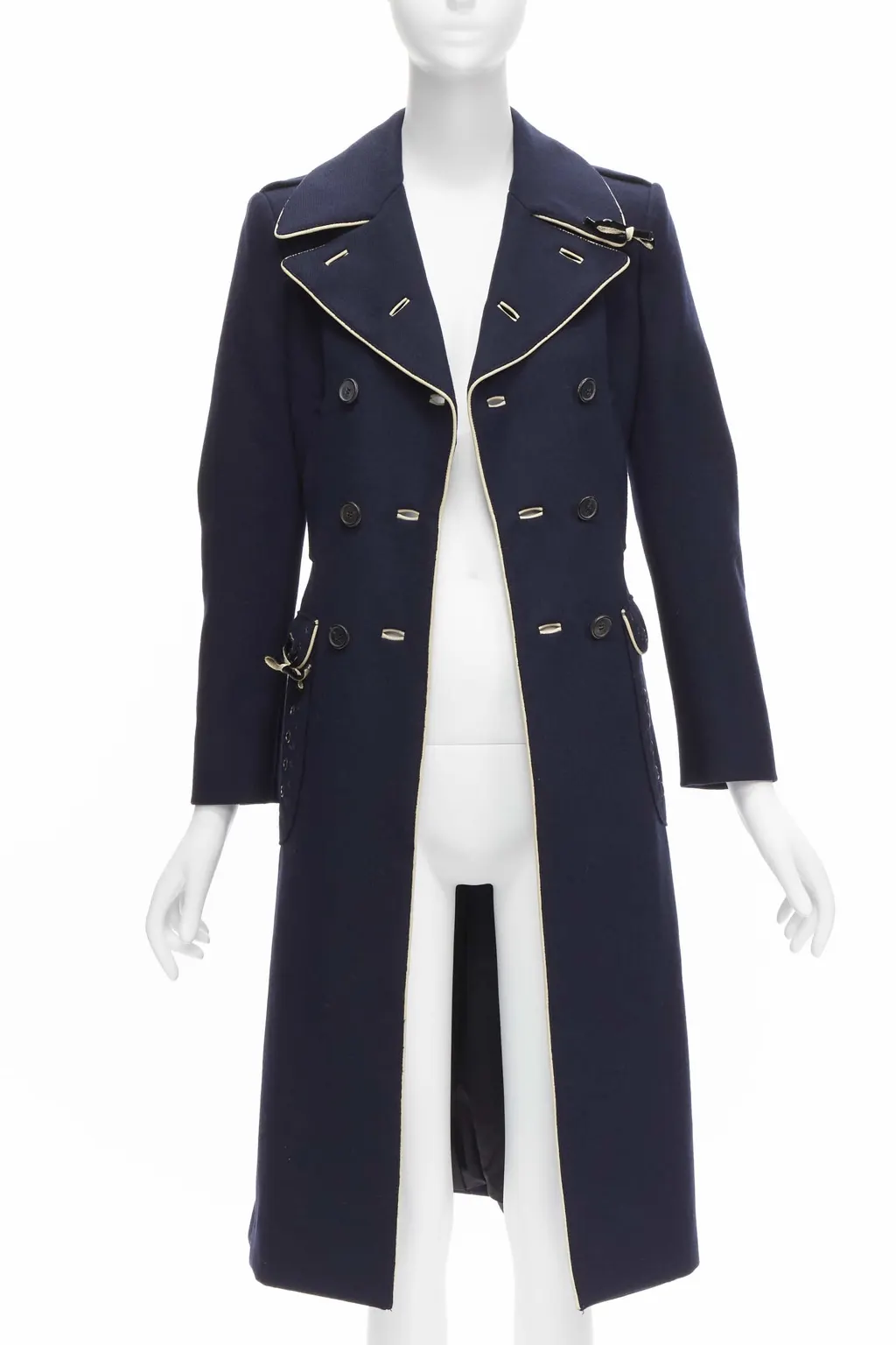 Prada Navy Officer Coat Navy Wool Very good - Front View