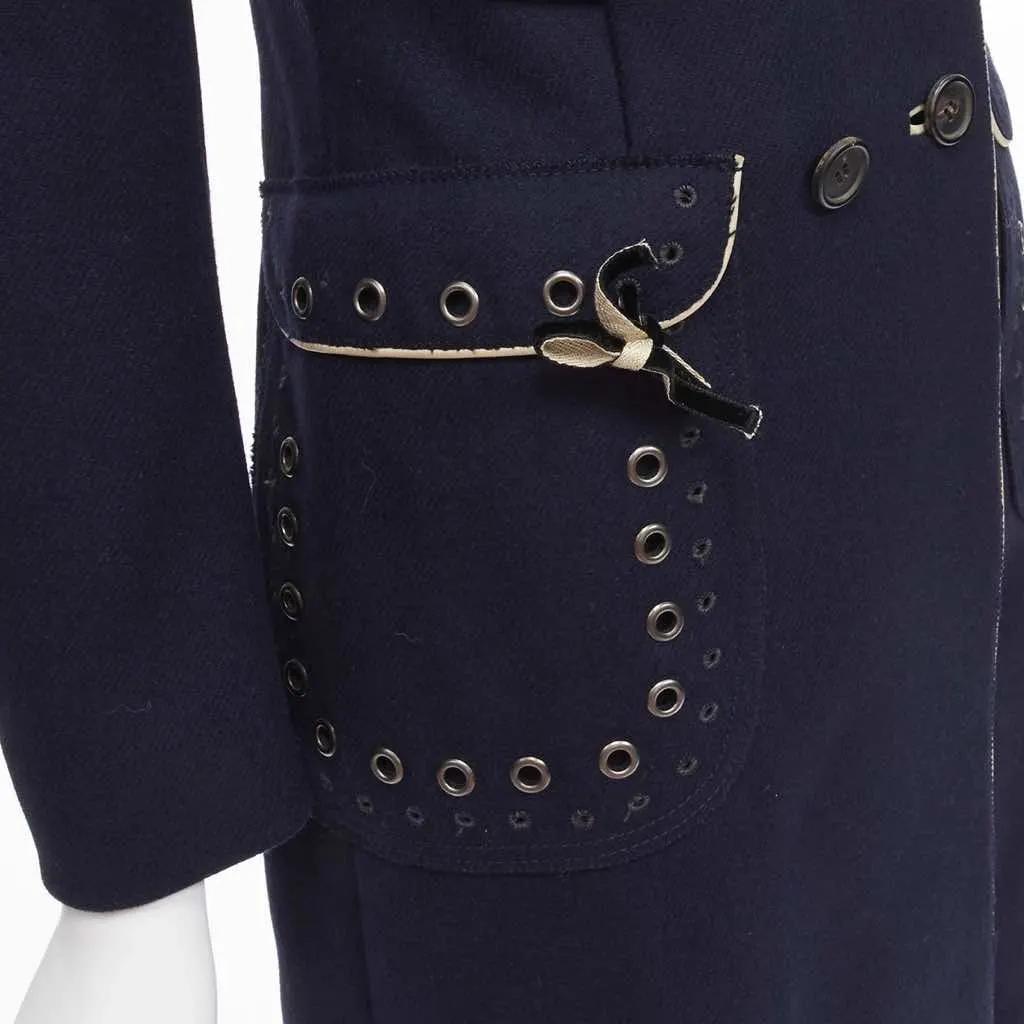 Prada Navy Officer Coat Navy Wool Very good - Back View