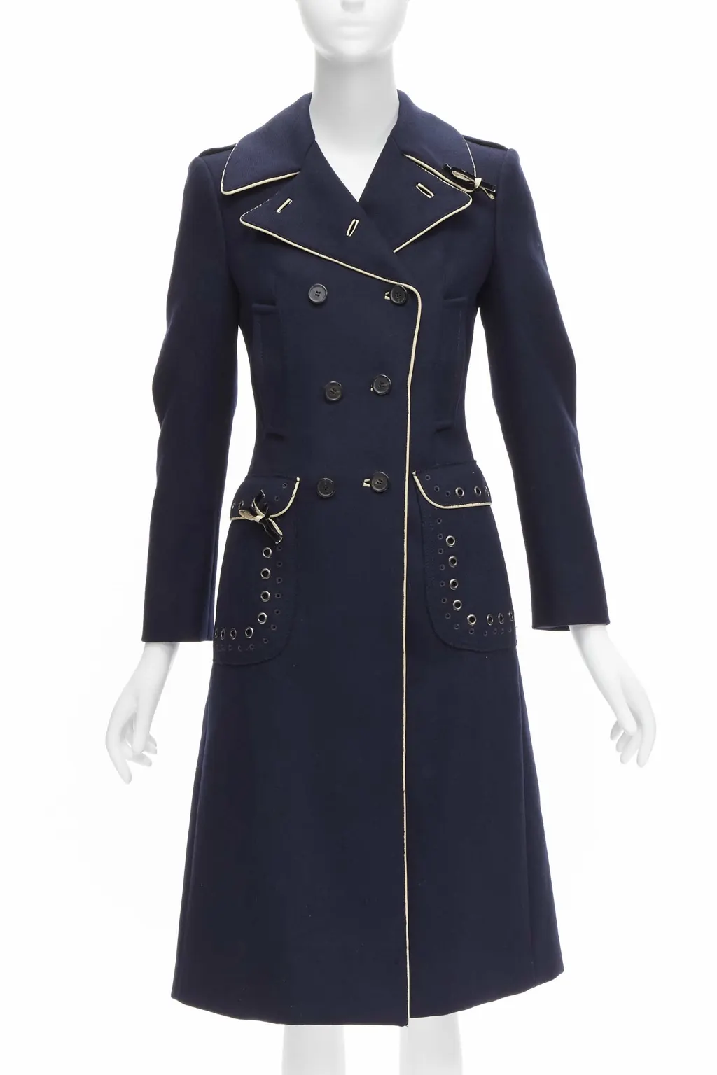 Prada Navy Officer Coat Navy Wool Very good - Inside View
