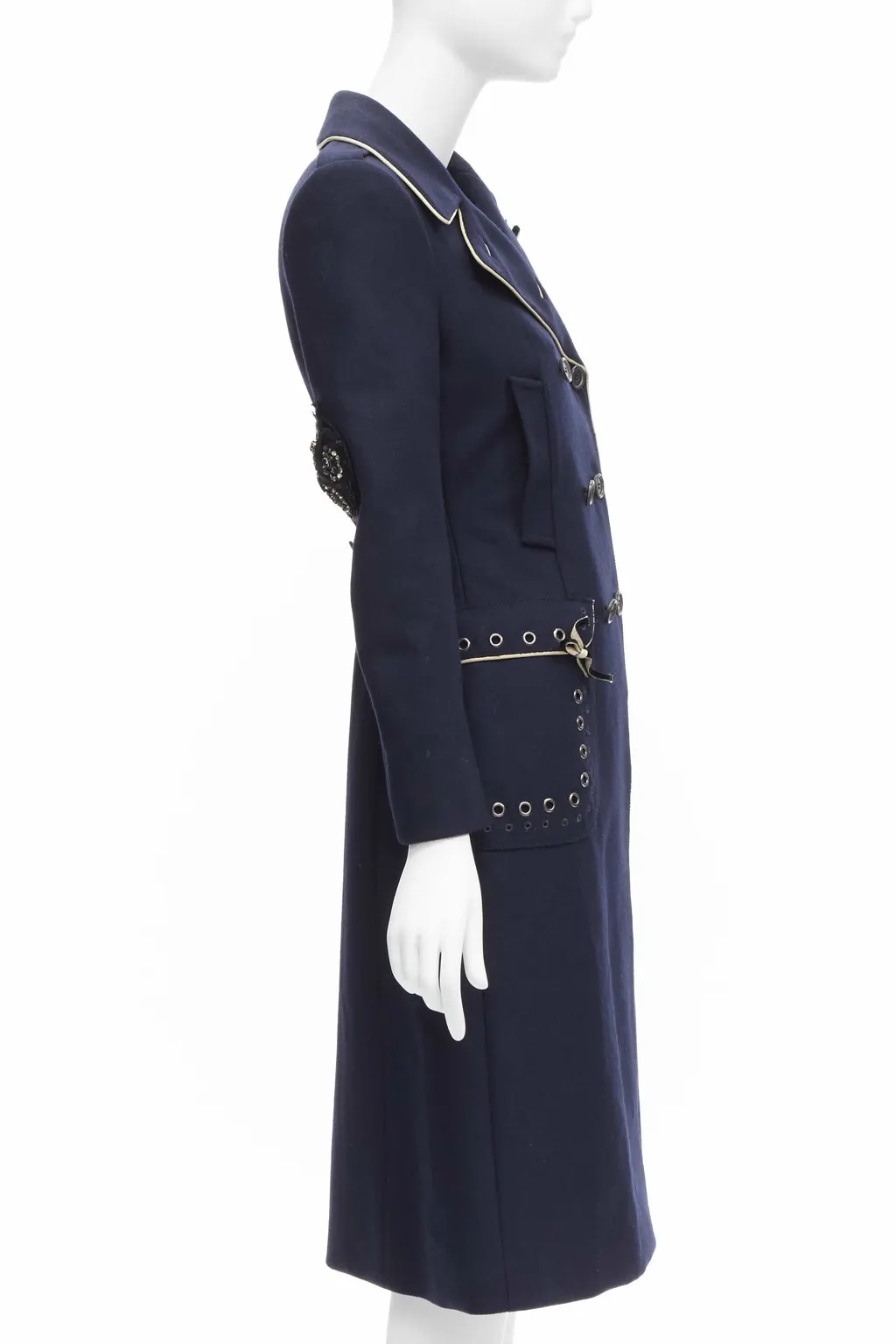 Prada Navy Officer Coat Navy Wool Very good - Box View