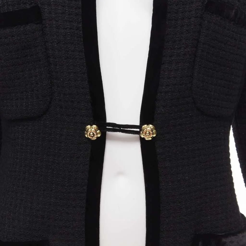 Chanel Black Tweed Jacket Black Wool Very good - Back View