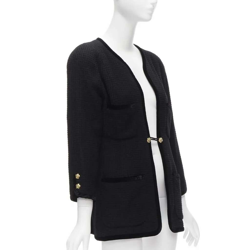 Chanel Black Tweed Jacket Black Wool Very good - Inside View