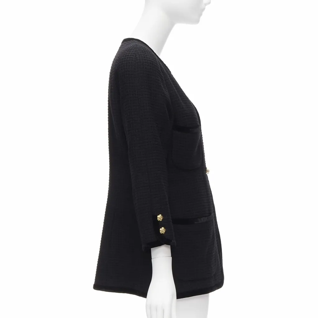 Chanel Black Tweed Jacket Black Wool Very good - Model View