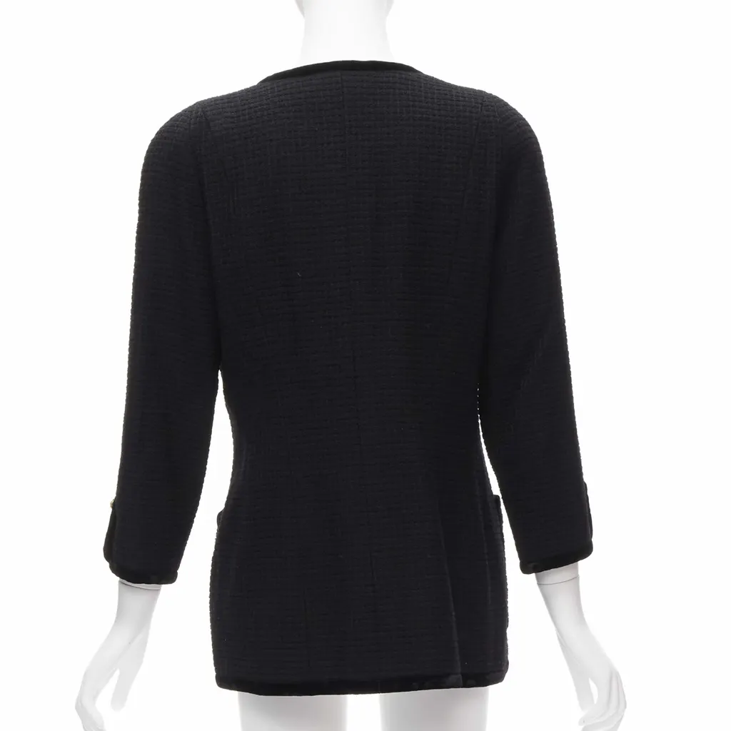 Chanel Black Tweed Jacket Black Wool Very good - Box View