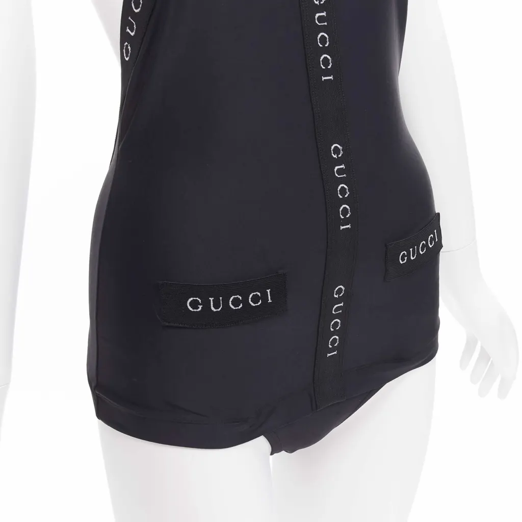 Gucci Logo Halter Swimwear Black Polyamide Never worn - Back View