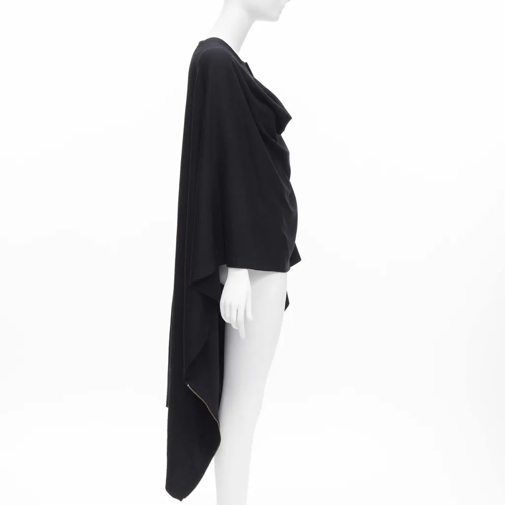 Issey Miyake Black Draped Coat Black Wool Never worn - Model View