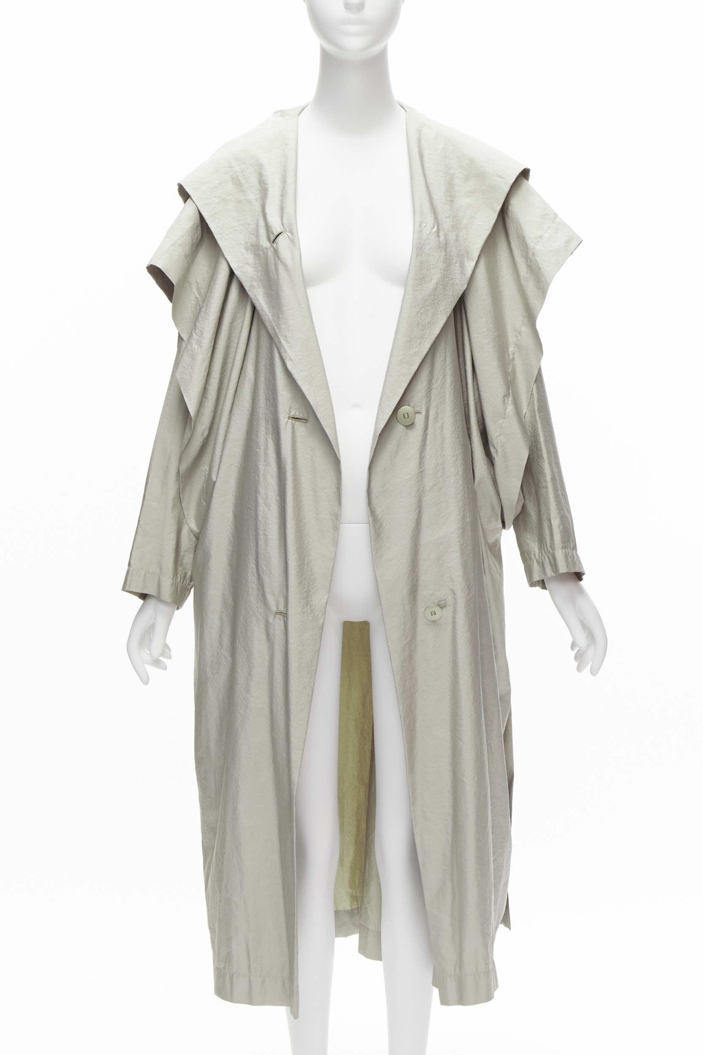 Issey Miyake Grey Draped Overcoat