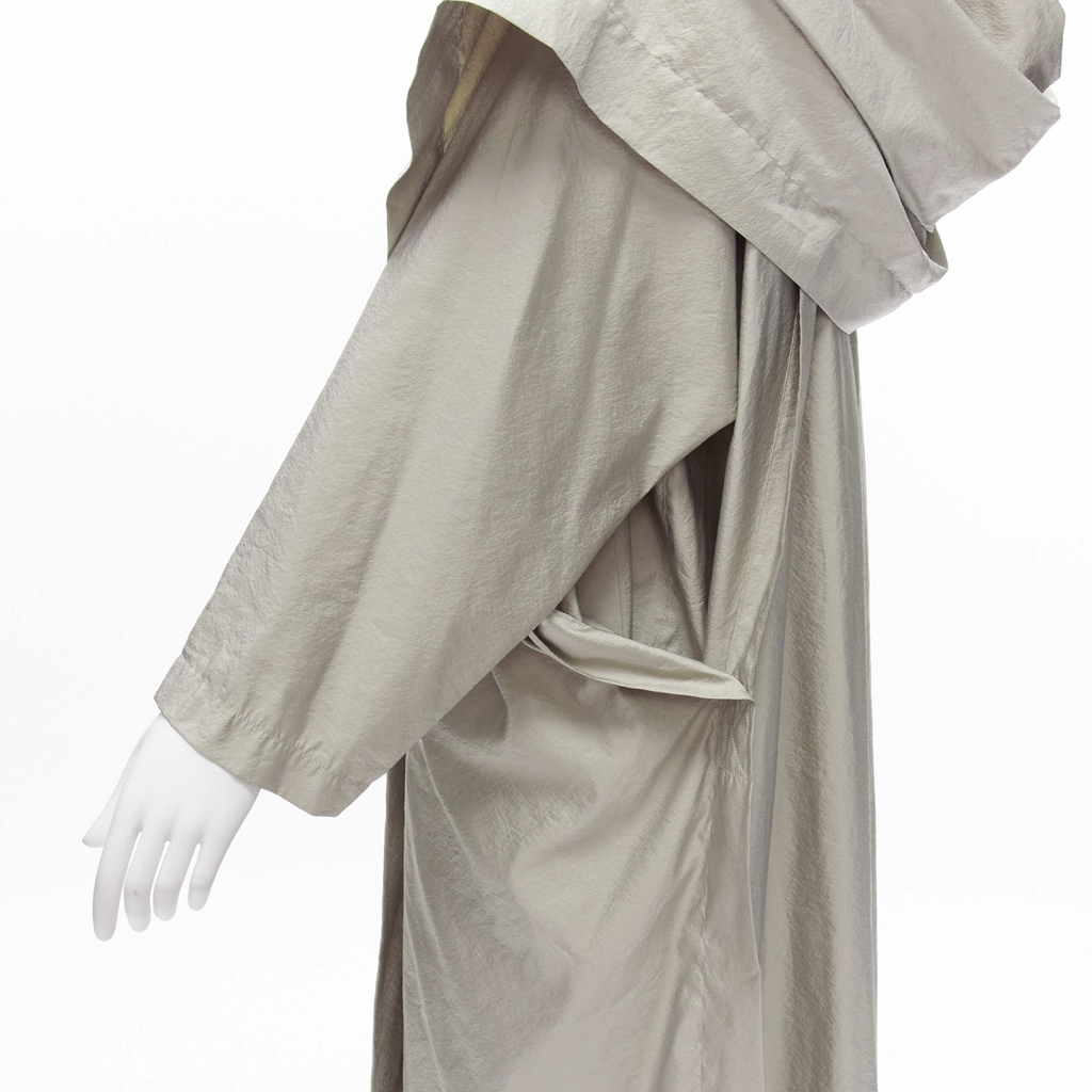 Issey Miyake Grey Draped Overcoat - Back view