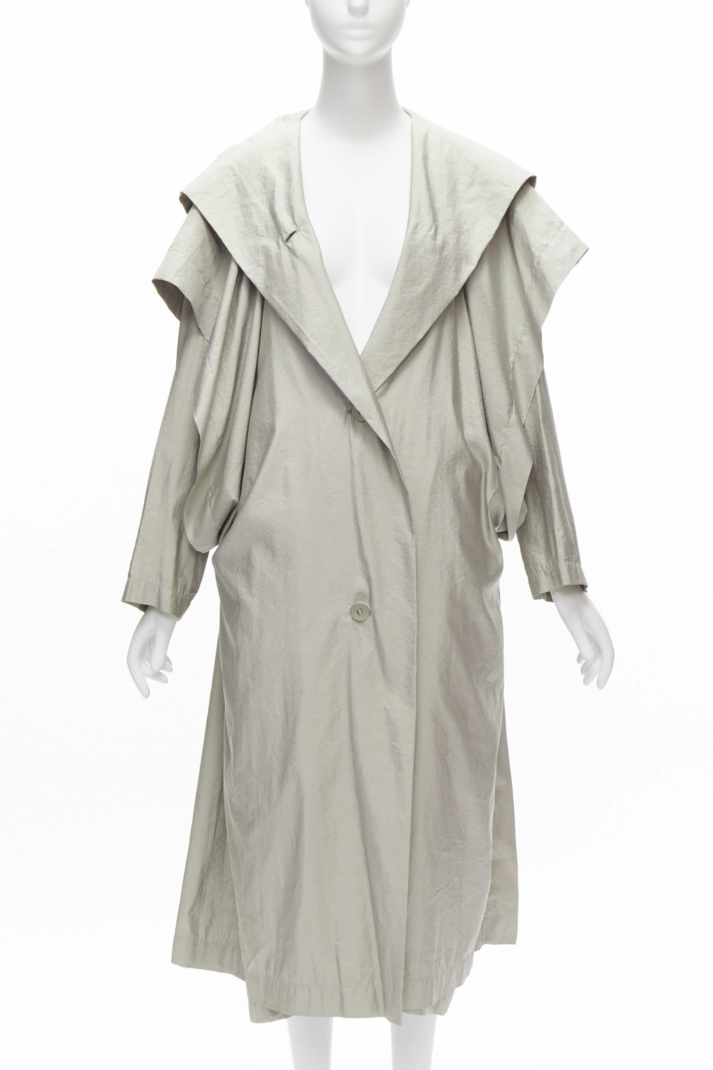 Issey Miyake Grey Draped Overcoat - Image 6