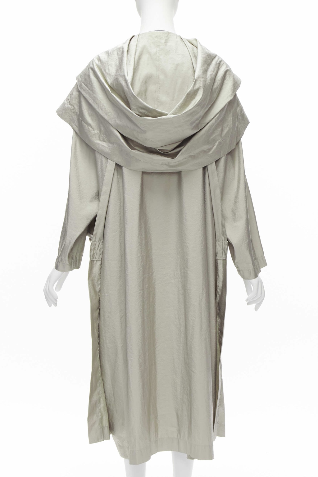 Issey Miyake Grey Draped Overcoat - Detail 1