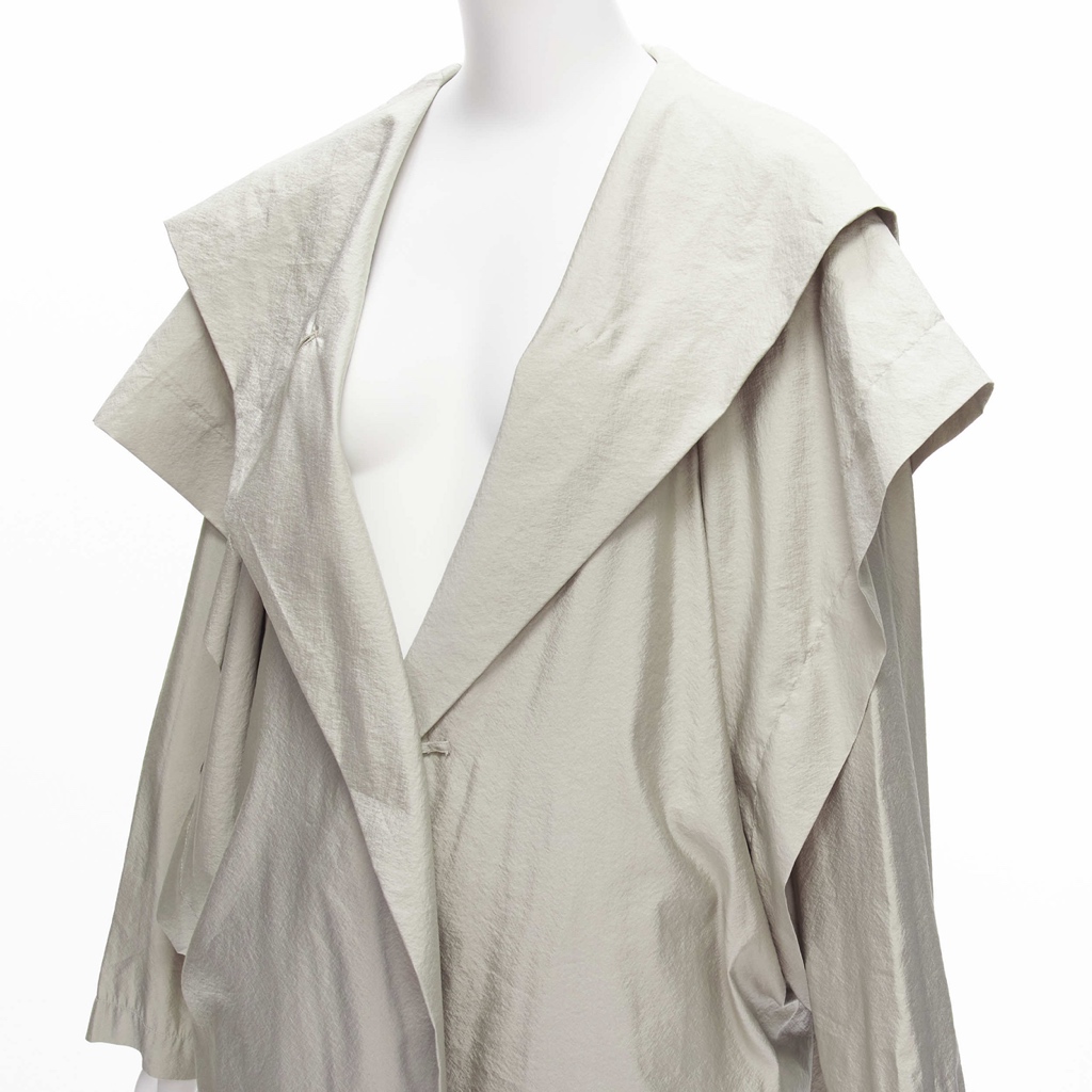 Issey Miyake Grey Draped Overcoat - Image 11