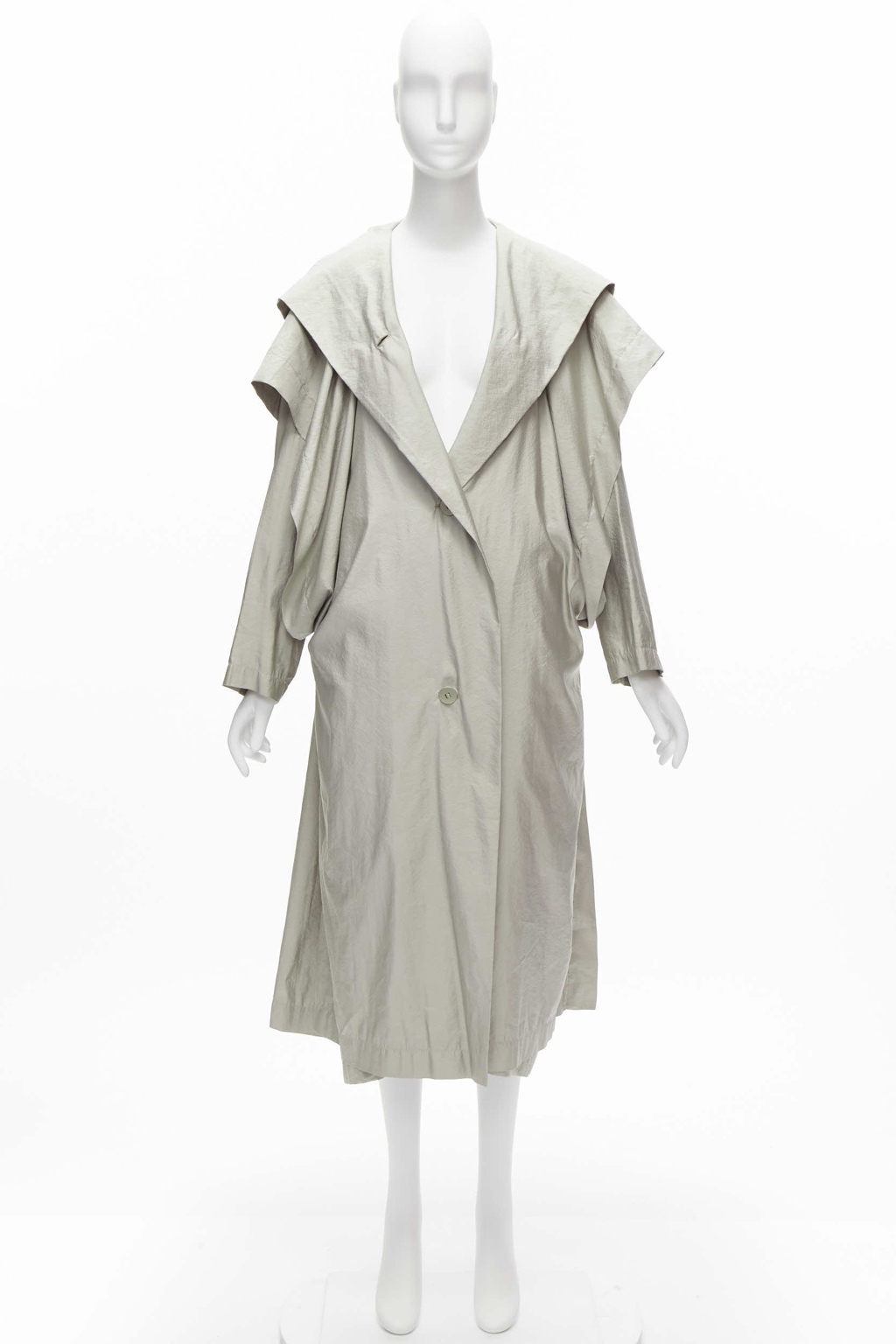 Issey Miyake Grey Draped Overcoat - Image 13